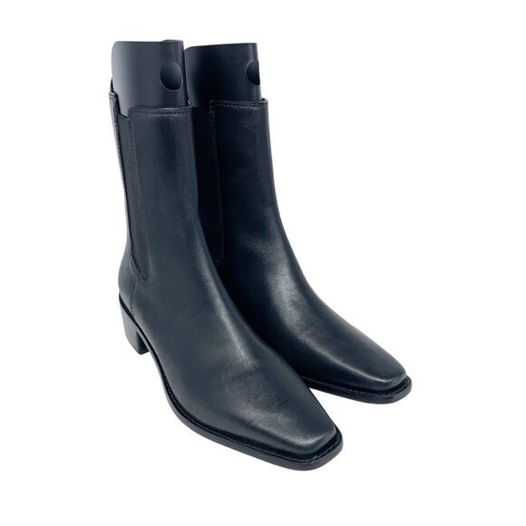 Tory Burch Women's Medallion Plaque 35mm Chelsea Ankle Boots Black Leather 9M - Picture 1 of 16